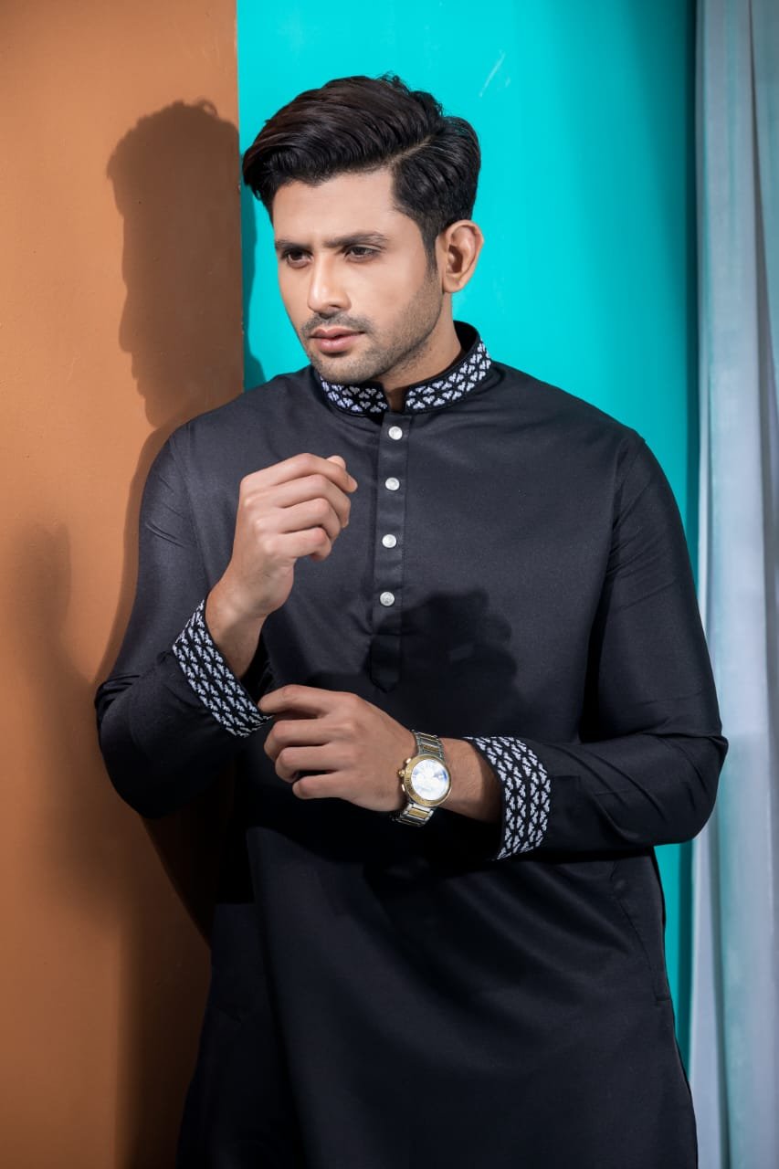 Black Embroidery Panjabi/ Code 201
