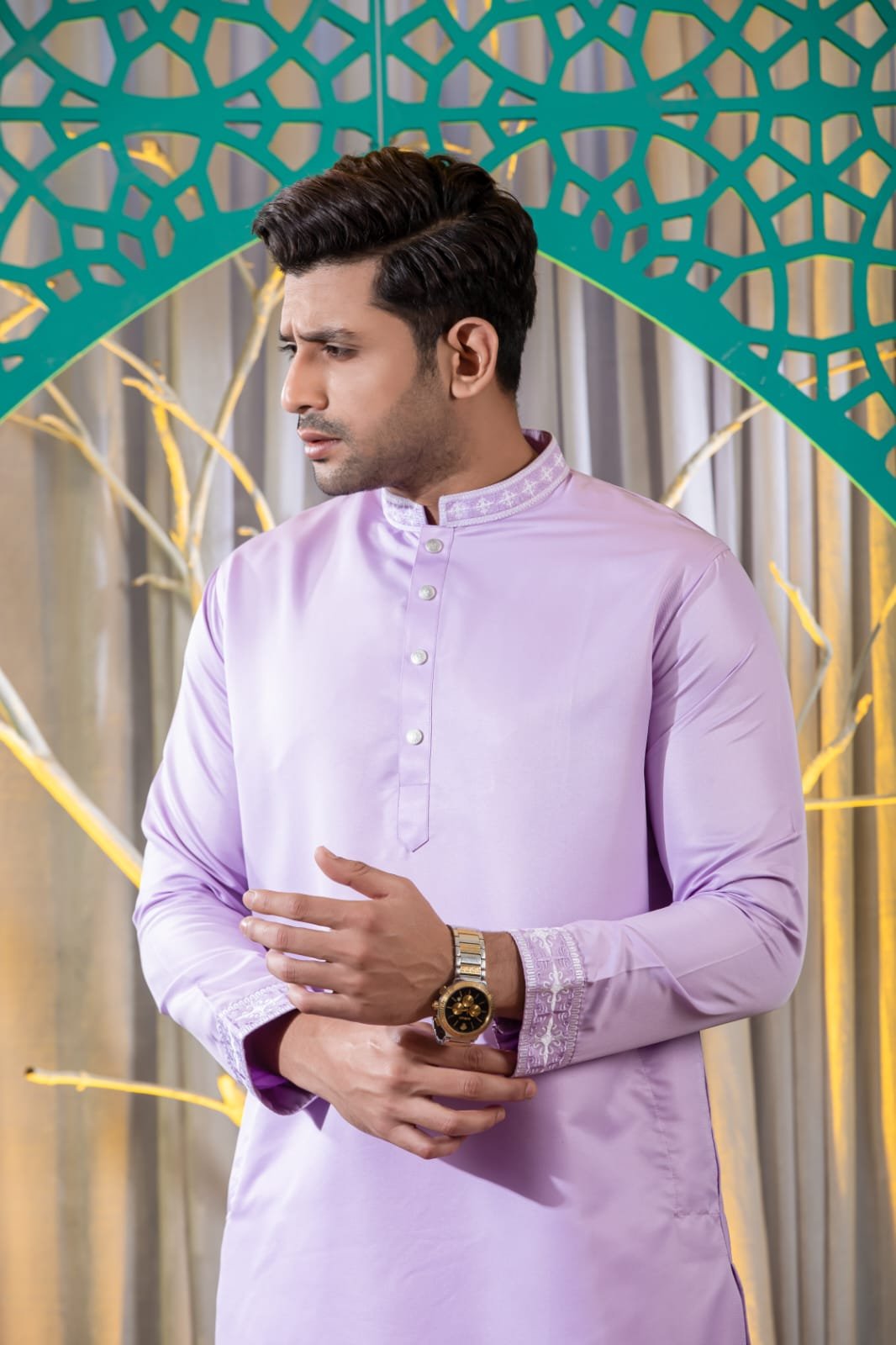 Purple Embroidery Panjabi/ Code 203