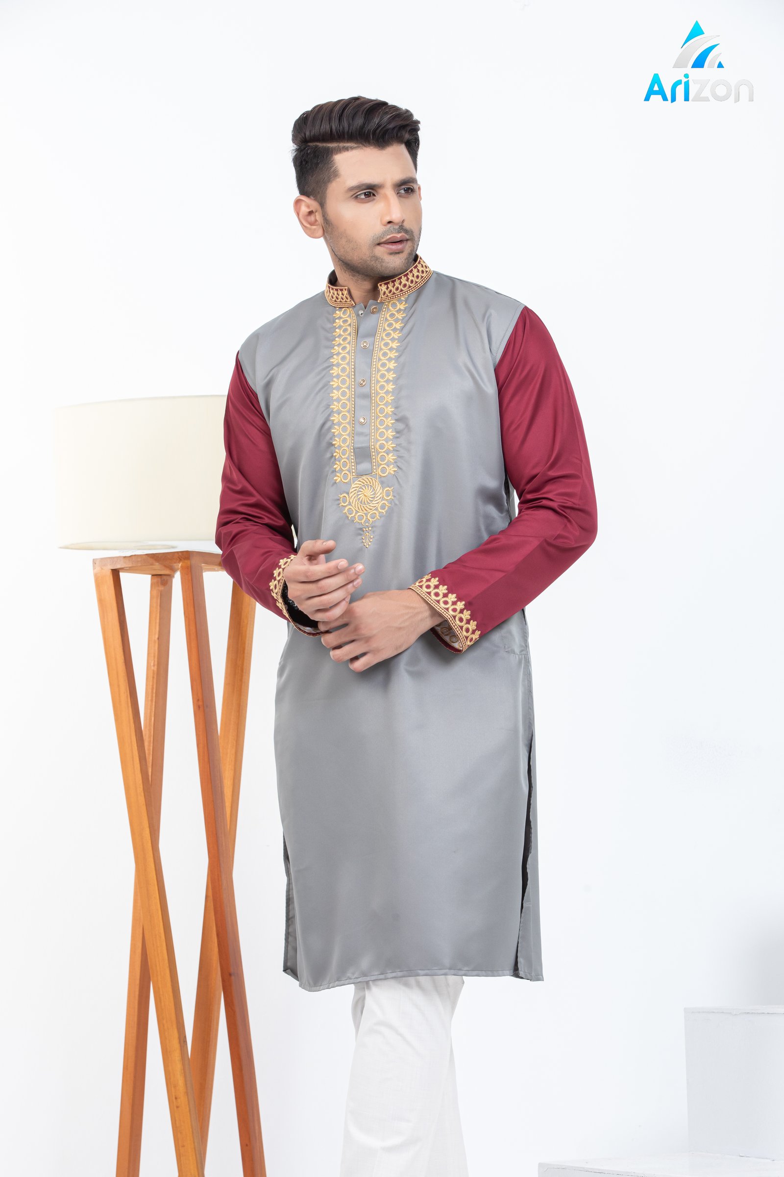 White Contrast Panjabi/ Code 266