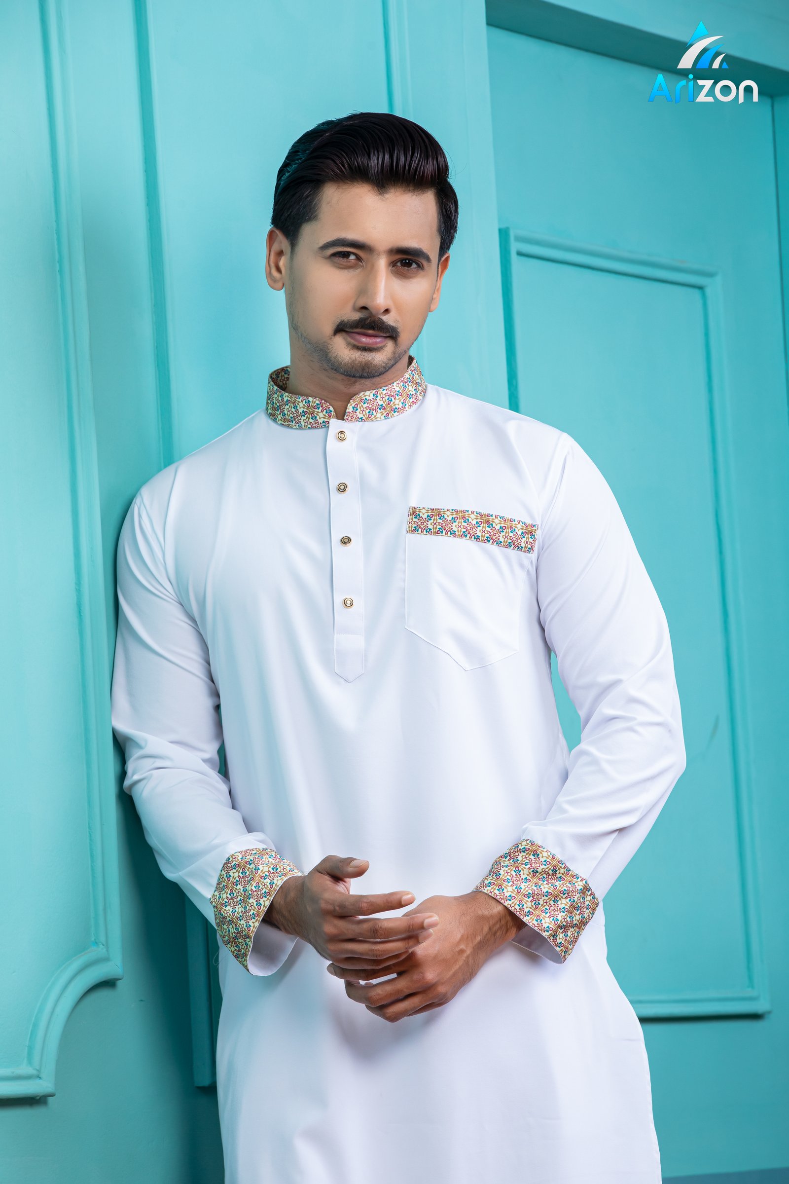 White Contrast Panjabi/ Code 302