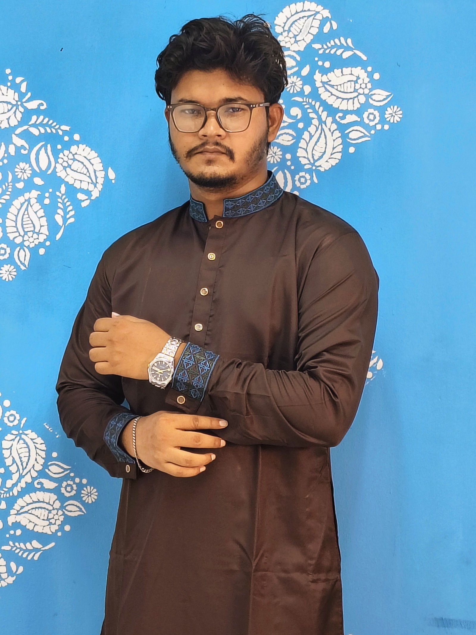 coffee Embroidery Panjabi/ Code 404